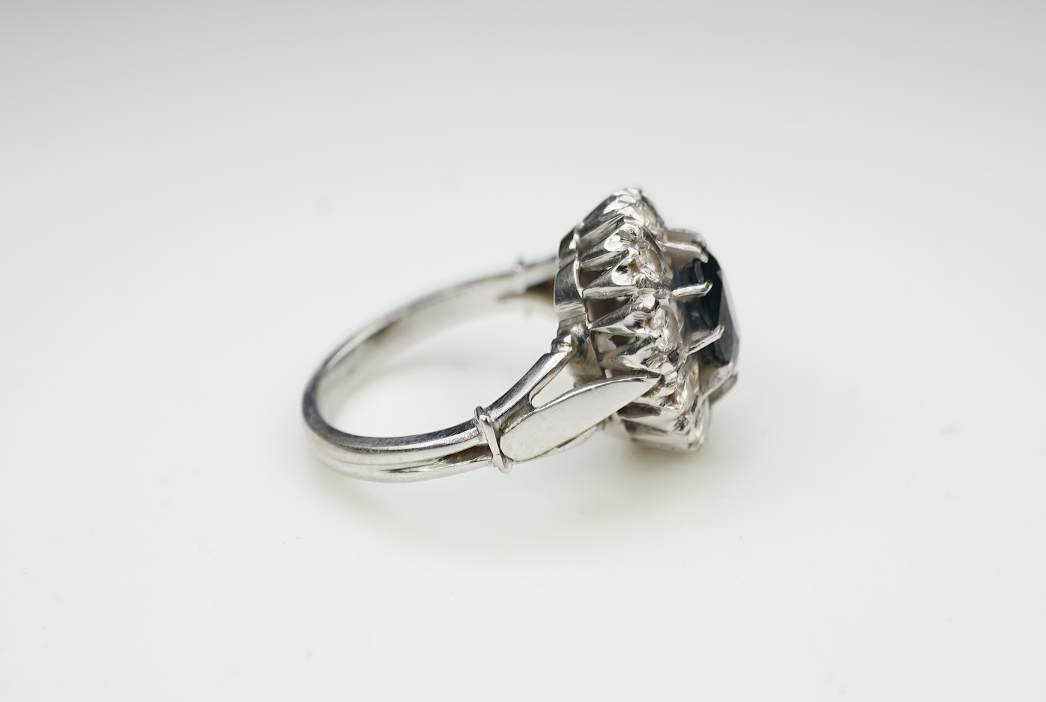 A sapphire and diamond cluster ring